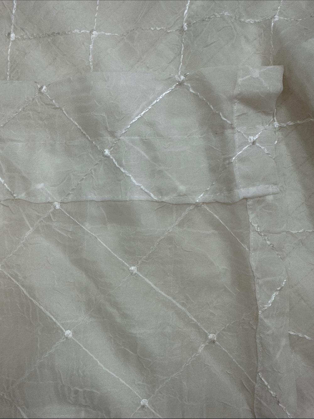 Vintage Sheer Lace Curtain Panels Set of 2 Scalloped Embroidered Cream 40x87 - Picture 5 of 7